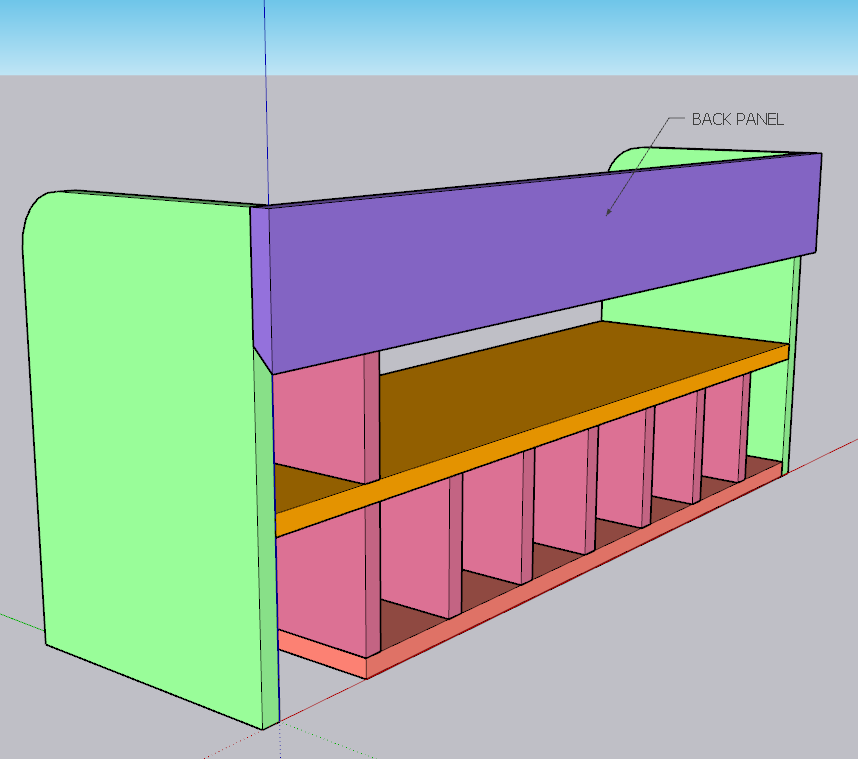 Back panel placement on tool storage