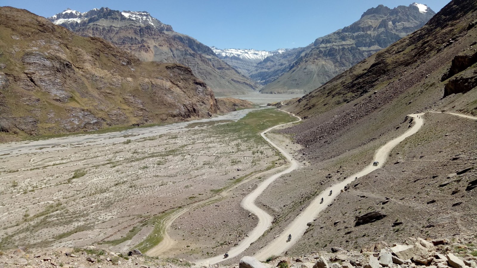 Motorcycles on rugged roads of Leh and Ladakh and Mountains of Himalaya