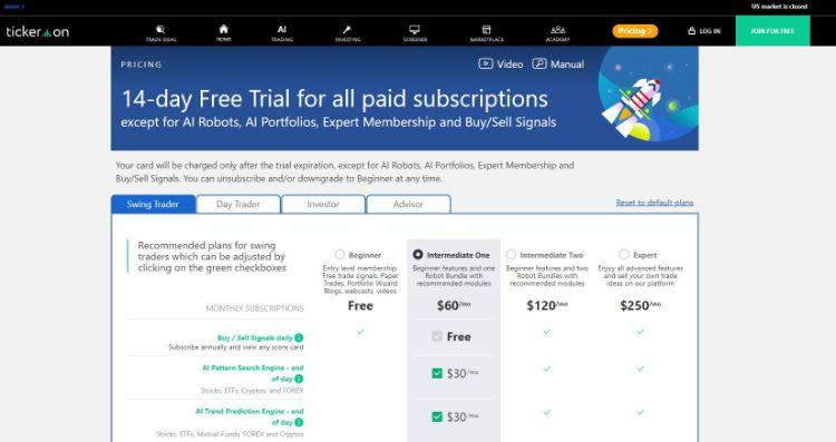 tickeron pricing