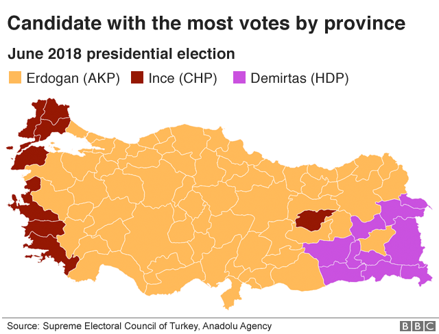 Peta Pemilihan Presiden Turki 2018 per Provinsi