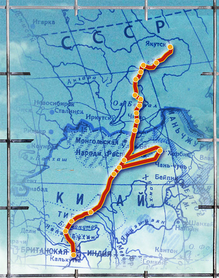 Карта побега из ГУЛАГа в Тибет