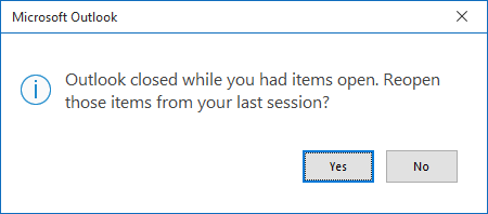 Automatically restore windows prompt