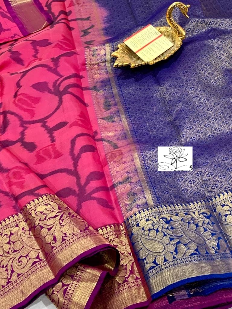 Pure Handloom kanjivaram pure silk weaving borders saree
