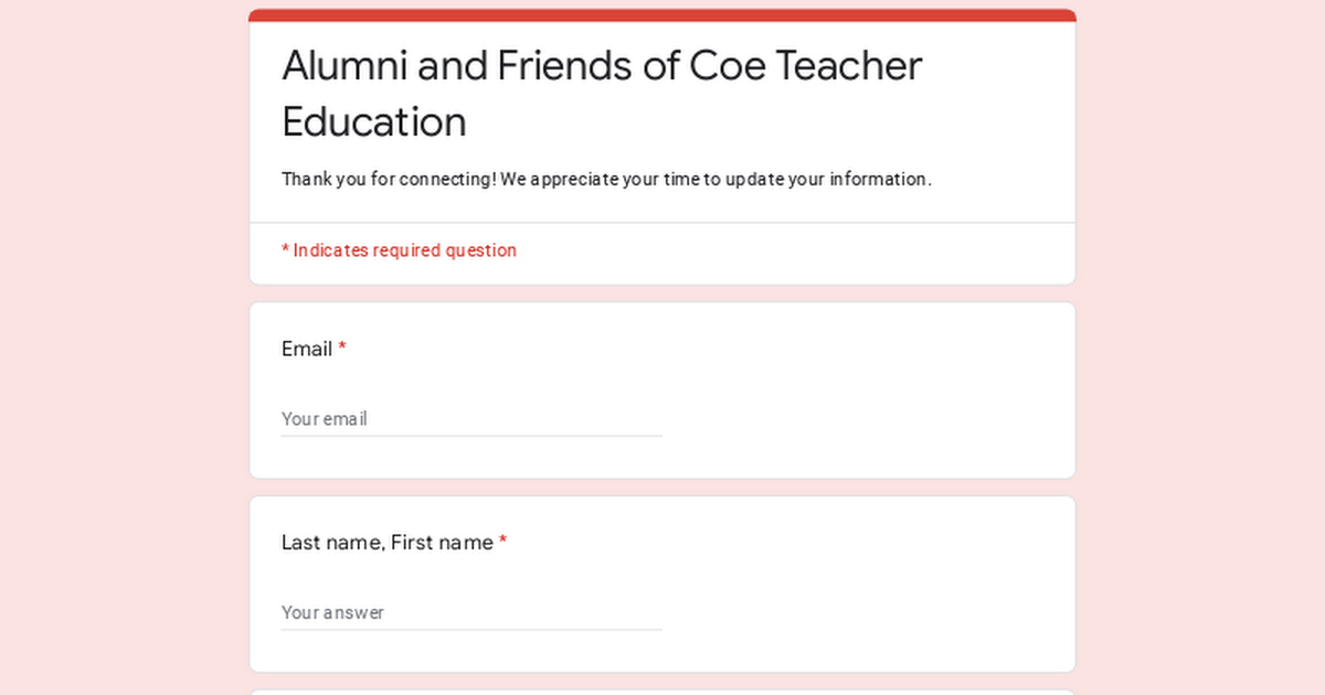 Alumni of Teacher Education - your update