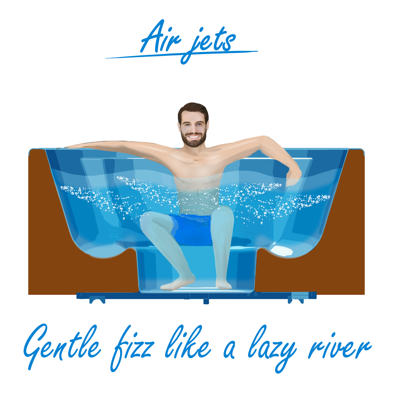 Air jets create a gentle fizz like a lazy river.