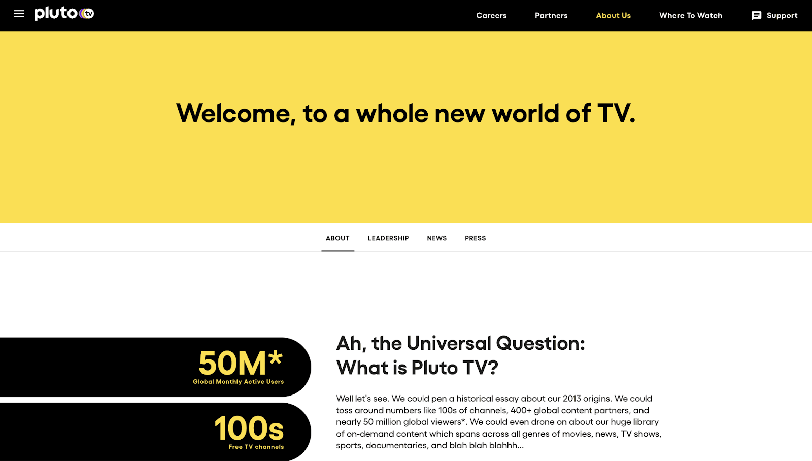 Pluto TV website