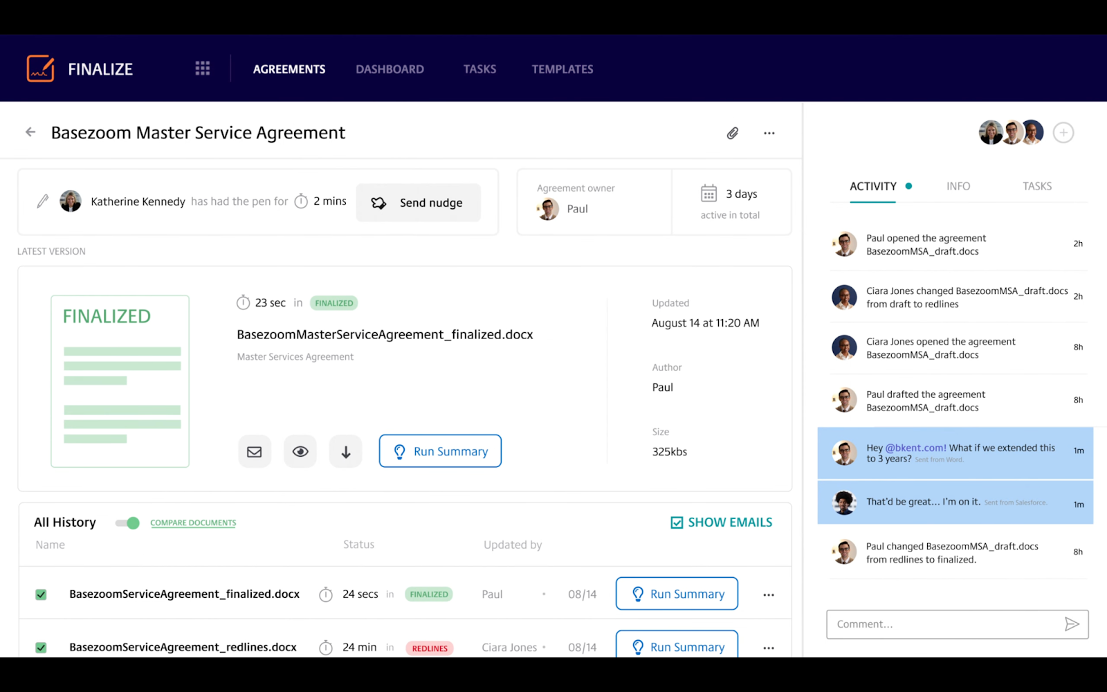 screenshot linksquares contract management software