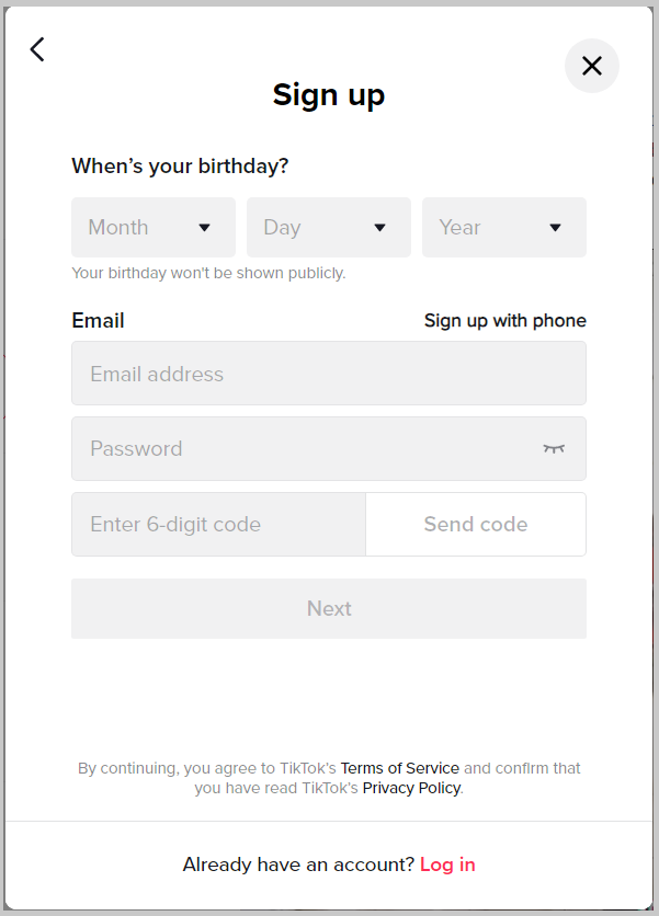 how do you create a tiktok account-verify your date of birth image