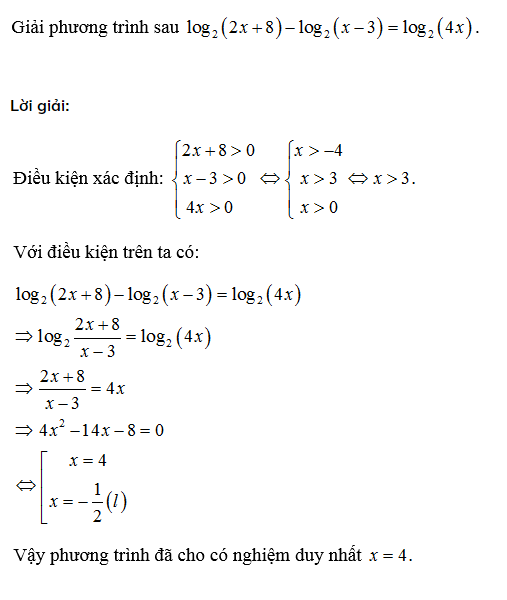 Ví dụ giải bài tập phương trình mũ và logarit cơ hội đem về nằm trong cơ số