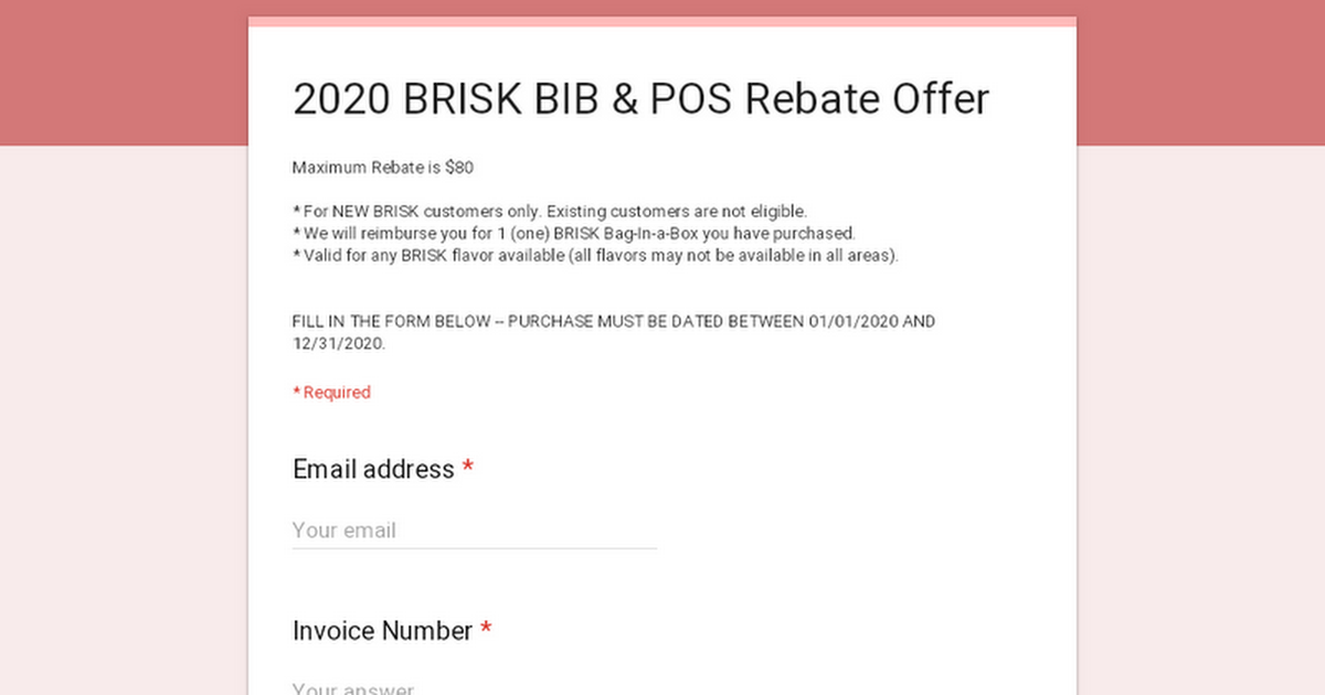 2020 BRISK BIB POS Rebate Offer