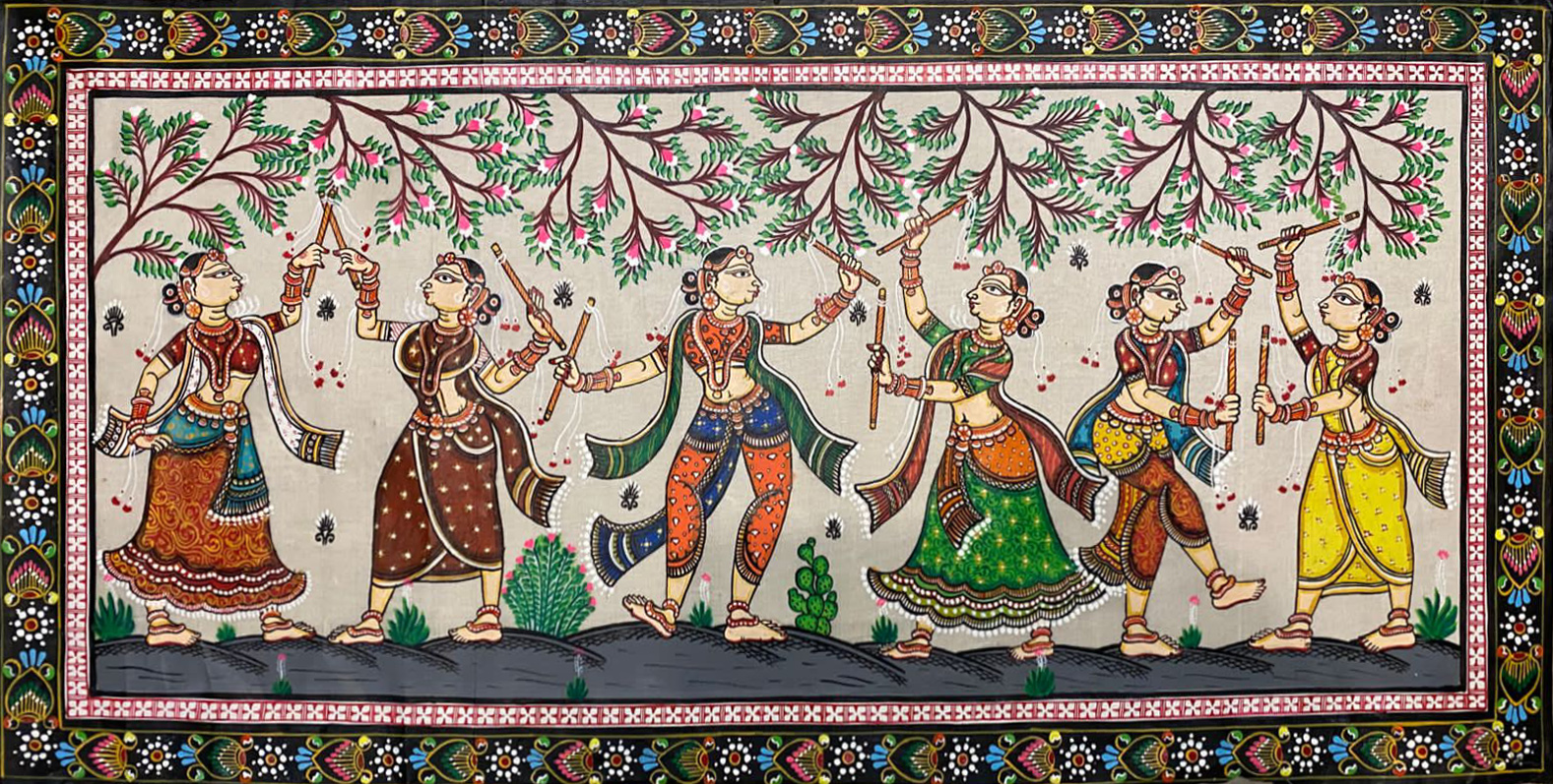 Indian women dancing tribal painting