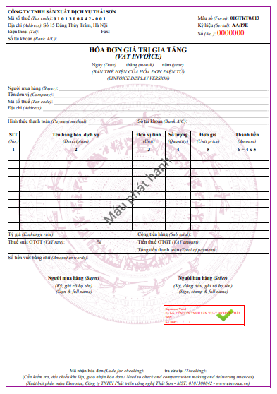 mẫu phát hành hóa đơn giá trị gia tăng