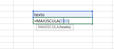 Fórmulas Excel =MAIÚSCULA