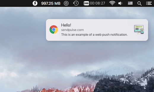 screenshot of push notification from sendpulse dot com