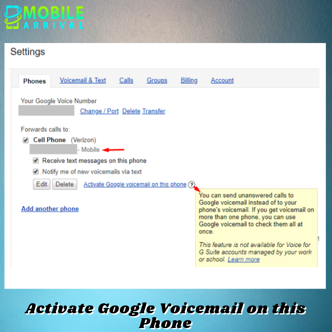 Activate Google Voicemail on this Phone