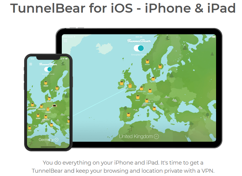 TunnelBear sur iOS