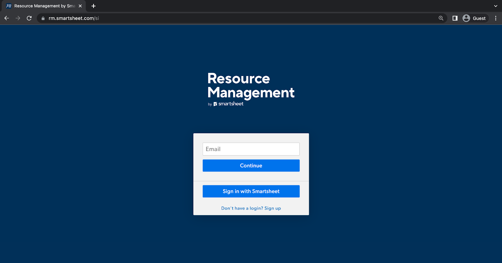 Sign in with Smartsheet for Resource Management