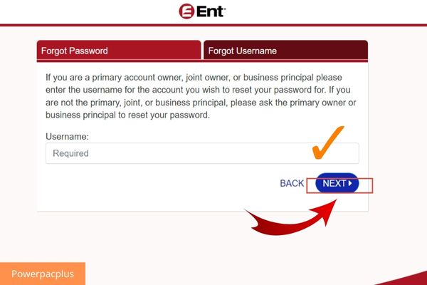 reset a password of ent credit union account