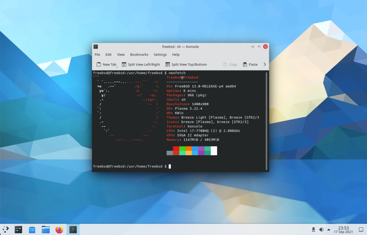 FreeBSD with KDE Plasma 5. Source: nudesystems.com