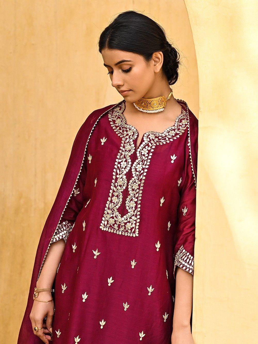 the loom -  Chanderi Suit with Gota Details 