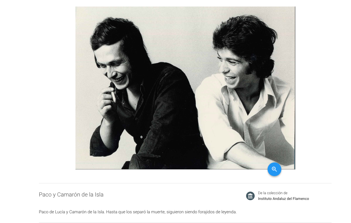 Fotografía de Paco de Lucía y Camarón de la Isla en blanco y negro, perteneciente al archivo del Instituto Andaluz de Flamenco.