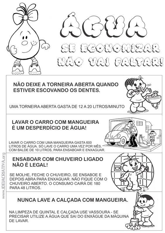 Atividade Dia da Água Livrinho Conta Gotas Dicas para Economizar com Turma da Mônica | Ideia Criativa - Gi Barbosa Educação Infantil