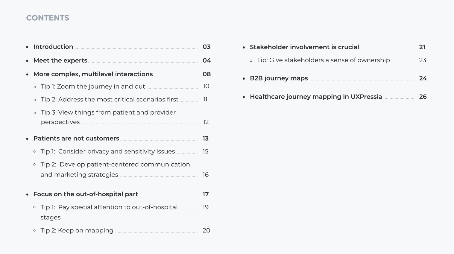 journey mapping in healthcare whitepaper contents