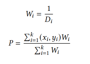 Formulas for calculating the weight and estimated position