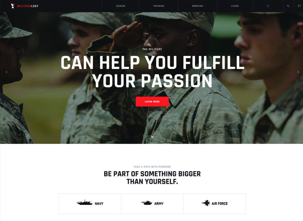 Militarología |  Tema de WordPress para el servicio militar y el ejército de veteranos del ejército