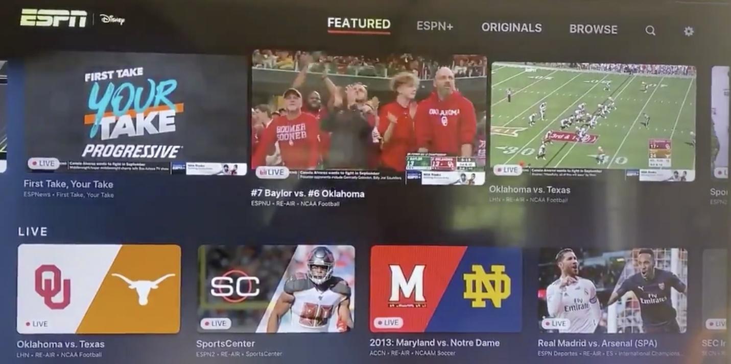 ESPN for Apple TV now lets you auto play 3 live games/channels at once on  home screen - 9to5Mac