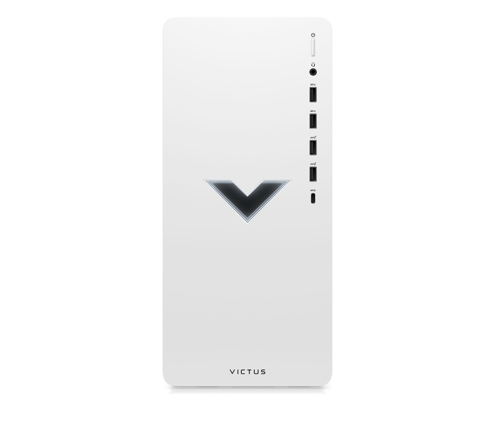Victus 15L PC in white, front view with logo.
