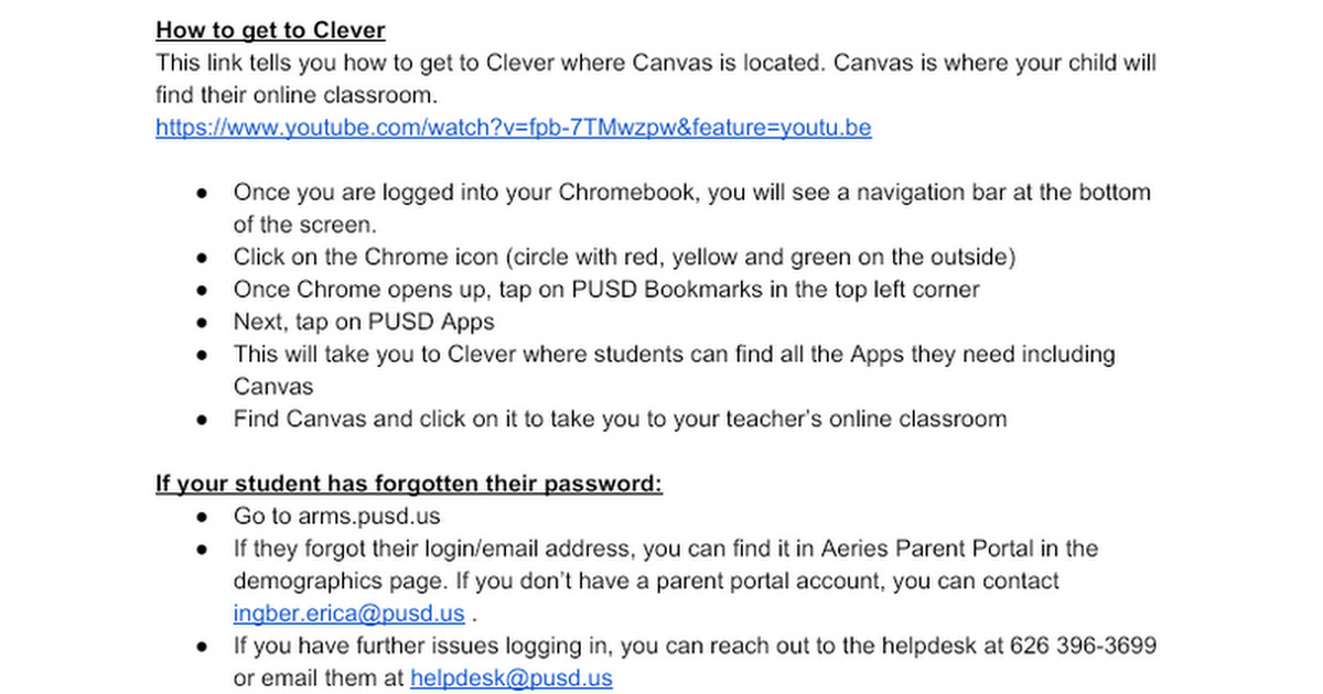 Chromebook Resources for Parents