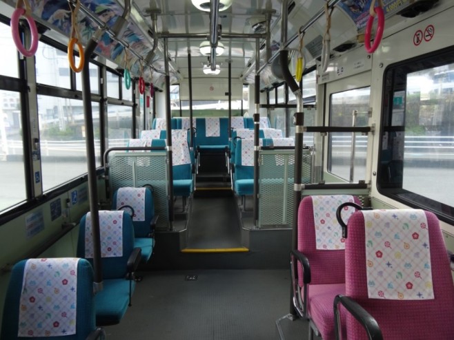 The bus interior in real-life