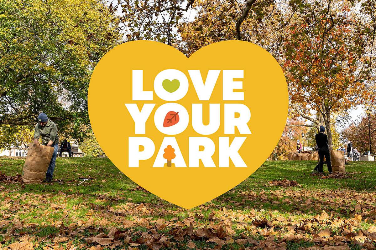 May be an image of 6 people, tree, outdoors and text that says 'LOVE YOUR PARK'