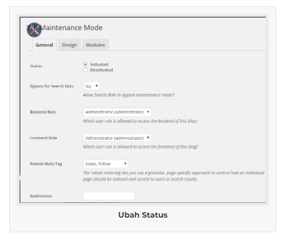 ubah status activated pada maintenance mode