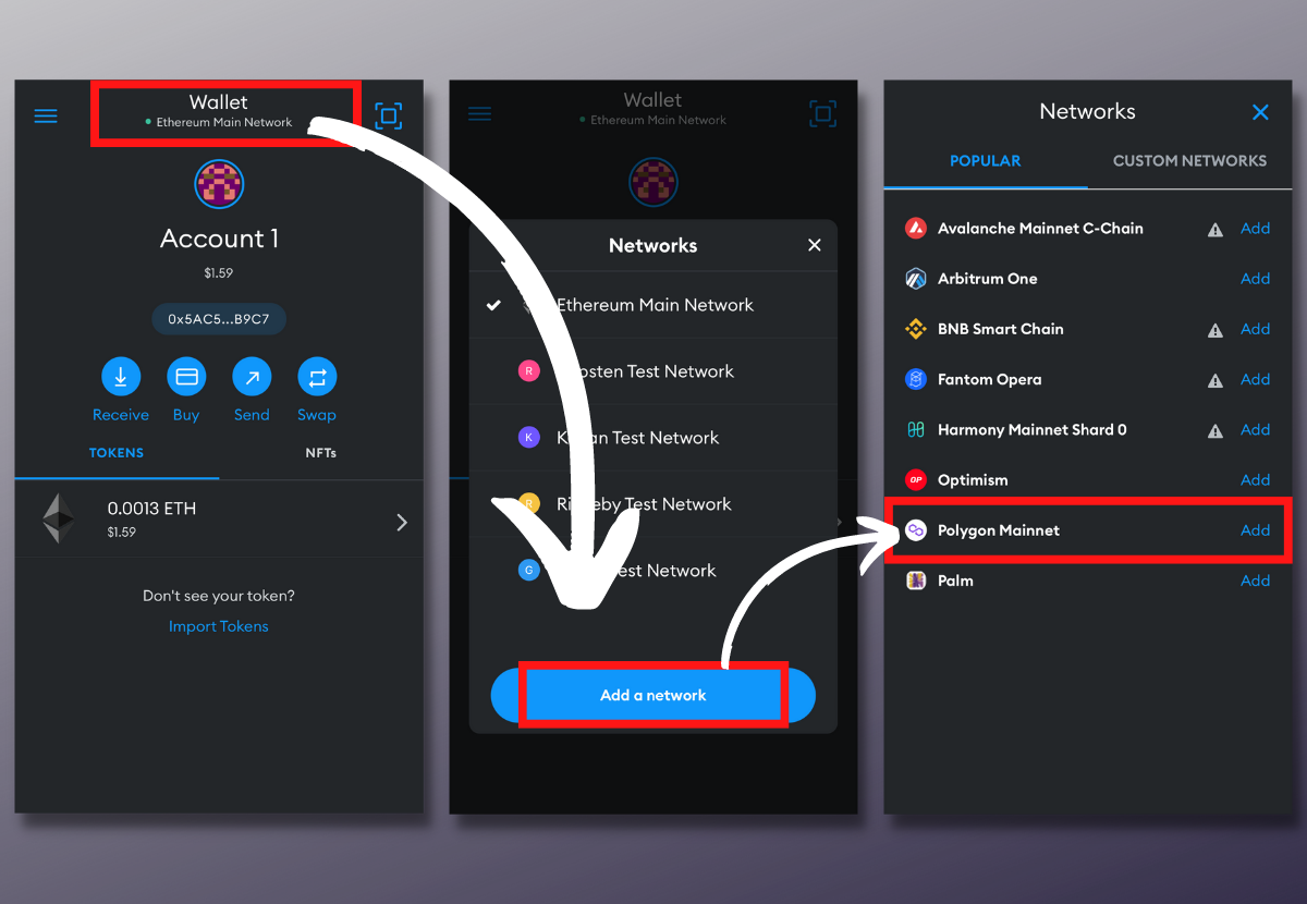 Adding the Polygon network to MetaMask wallet