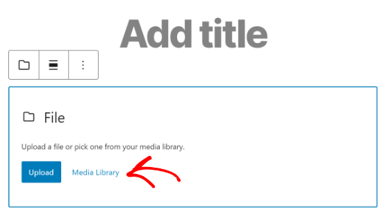 botão selecionar biblioteca de mídia