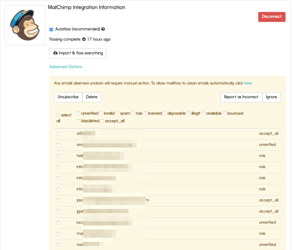 mailchimp manual email verification using mailfloss