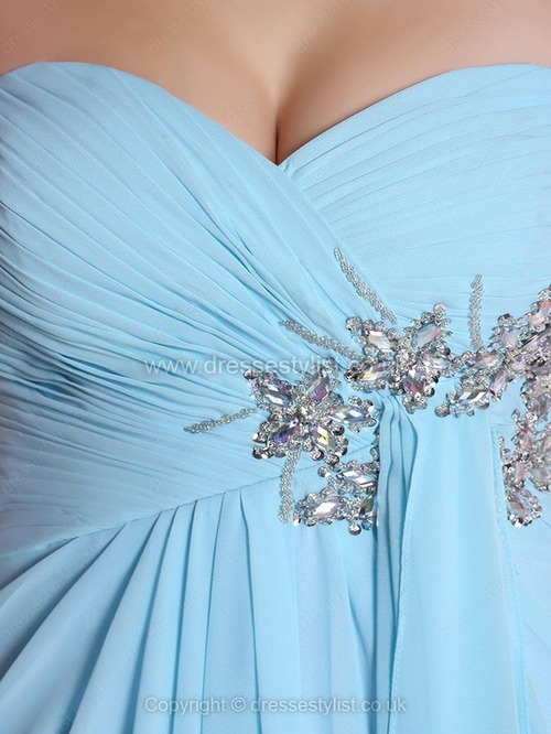 Chiffon Sweetheart Empire Floor-length Rhinestone Prom Dresses #DLT02014287