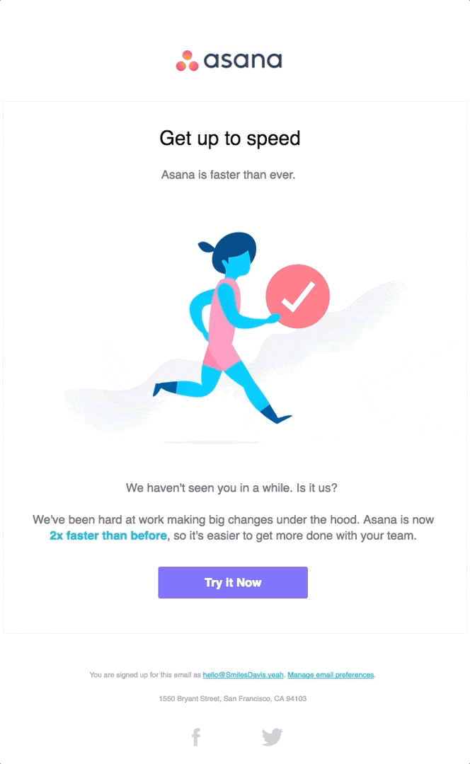 Asana re-engagement email example