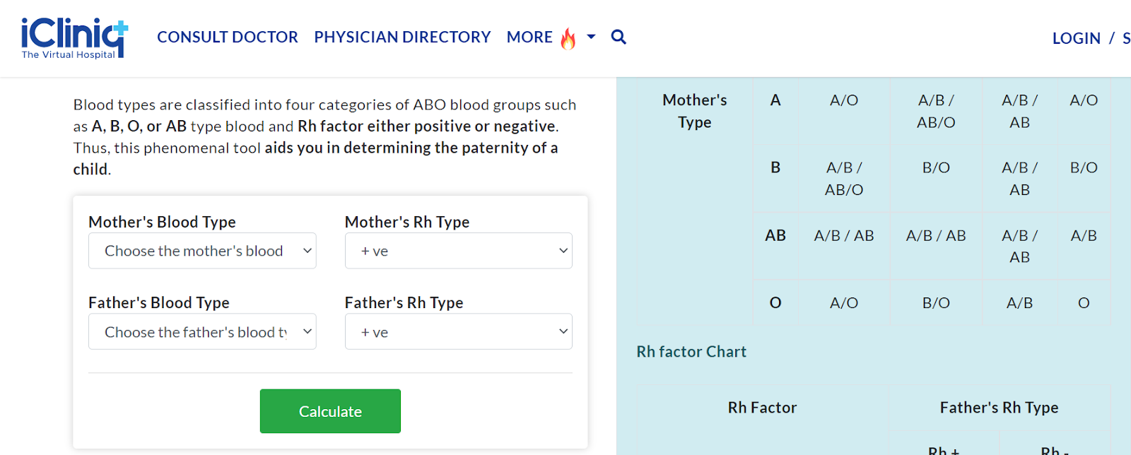 Blood type calculator