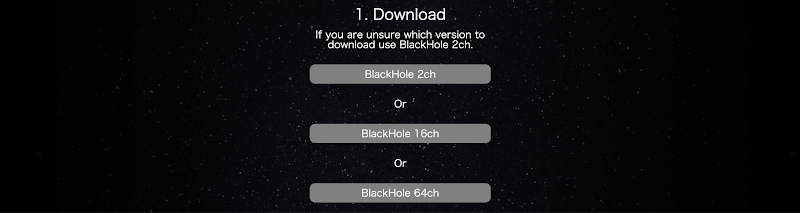 Black Holeのダウンロードモデル選択画面
