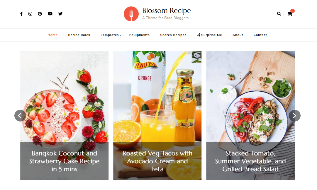 Blossom Recipe - best free bakery WordPress themes