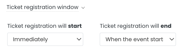 print screen of Timely ticket registration window feature