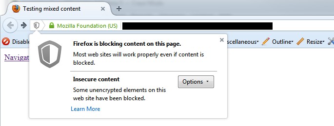 Firefox insecure content warning