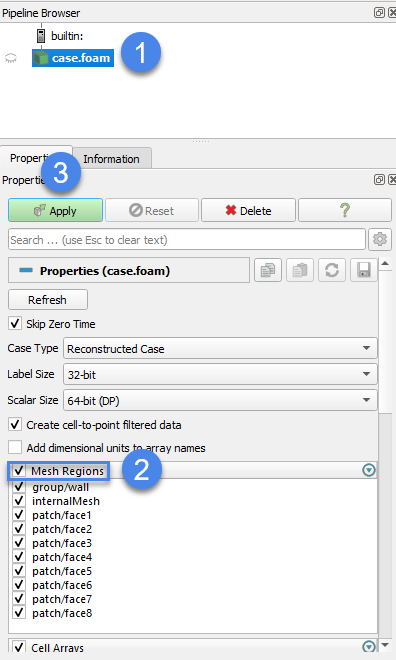 properties mesh region selection