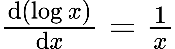 {"type":"$","font":{"color":"#000000","size":12,"family":"Arial"},"id":"3","code":"$\\diff{\\left(\\log_{}x\\right)}{x}=\\frac{1}{x}$","ts":1601629656246,"cs":"4QakrfGV2DrbRO7Lz+Mu3g==","size":{"width":101,"height":28}}