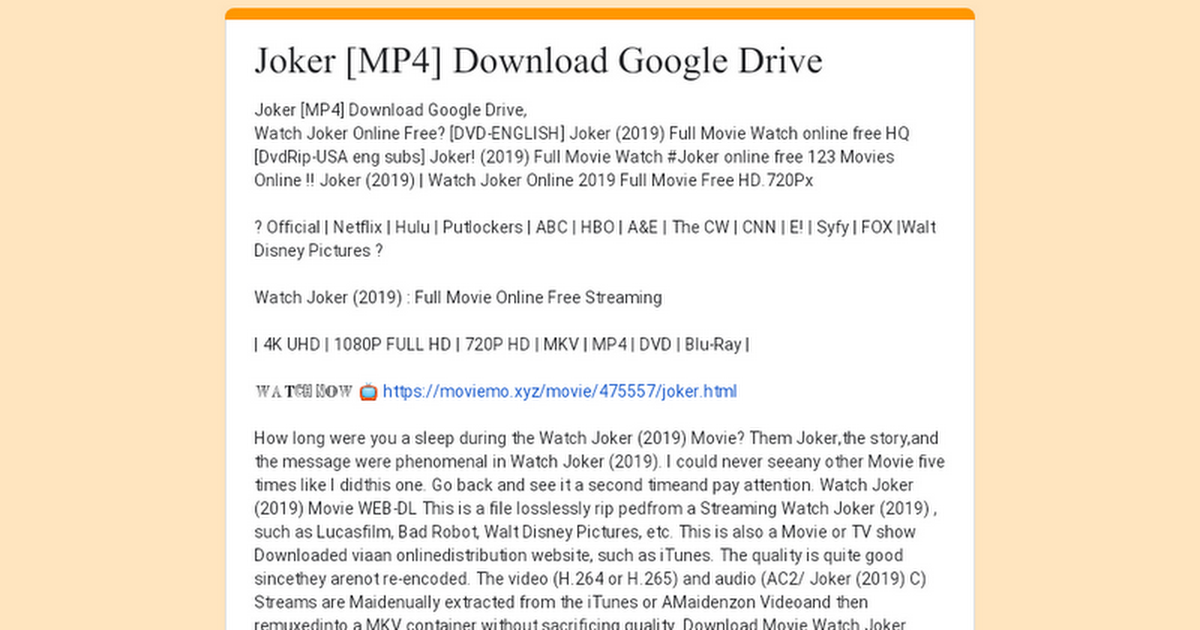 Joker [MP4] Download Google Drive
