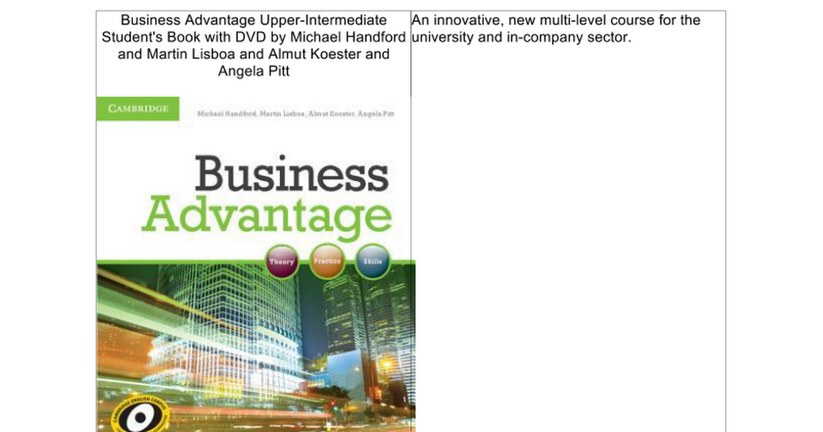 business advantage intermediate скачать Koester almut, business advantage: intermediate: student's book (+.