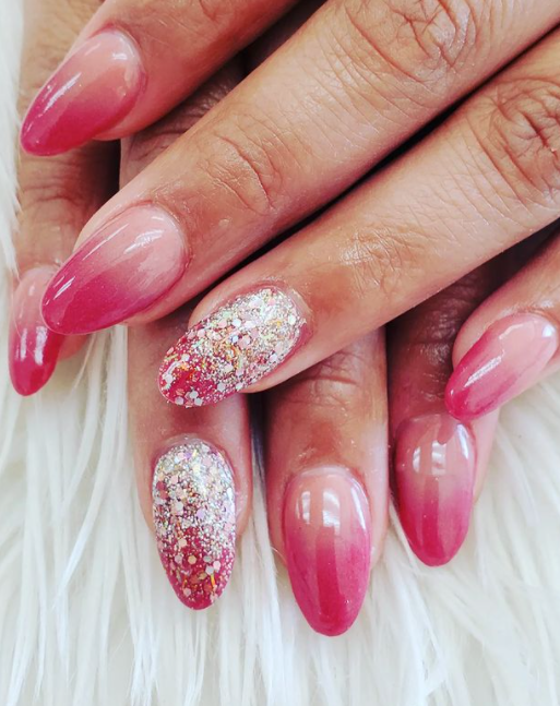 Rosewood and Glitters pink ombre nail designs